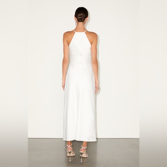 NWT Lulus Elynne White Satin Cowl Neck Midi Dress - Picture 2 of 4